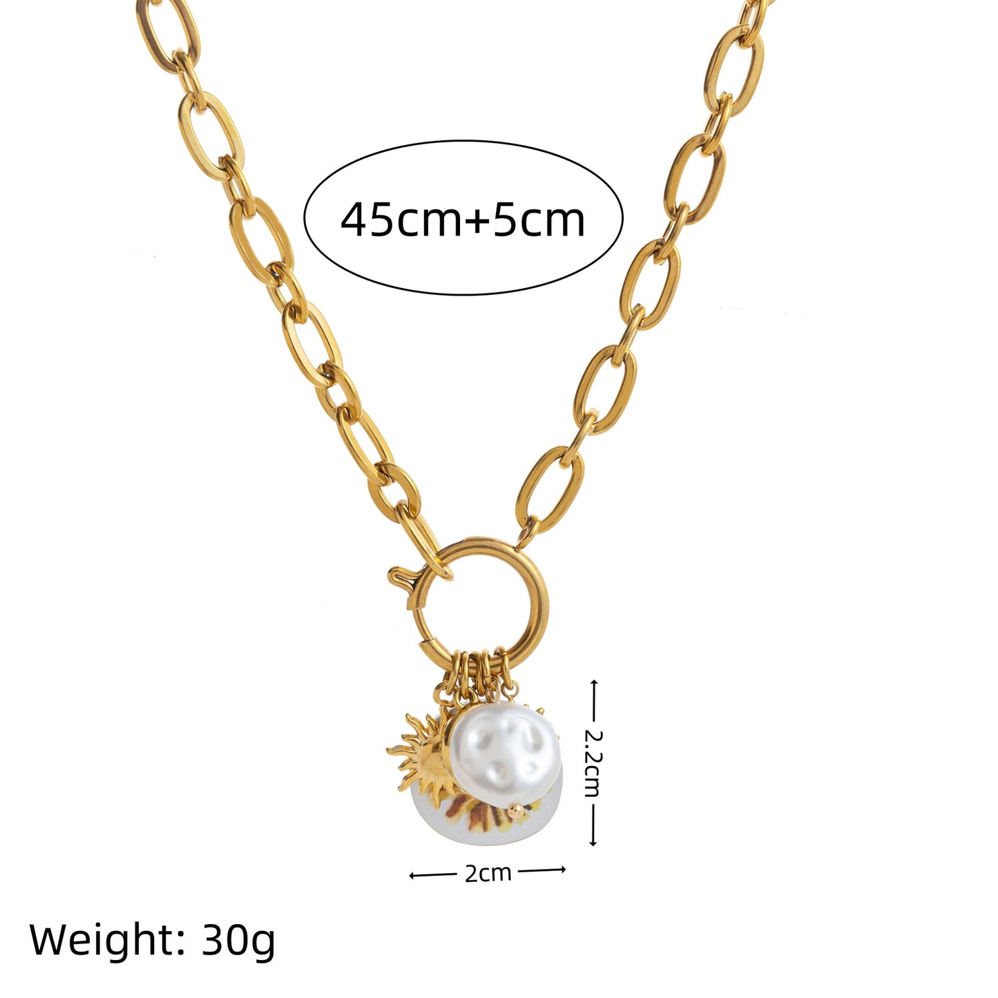 Summer Beach Style Colorful Oil Fresh Strawberry Starfish Pearl Sun Necklace
