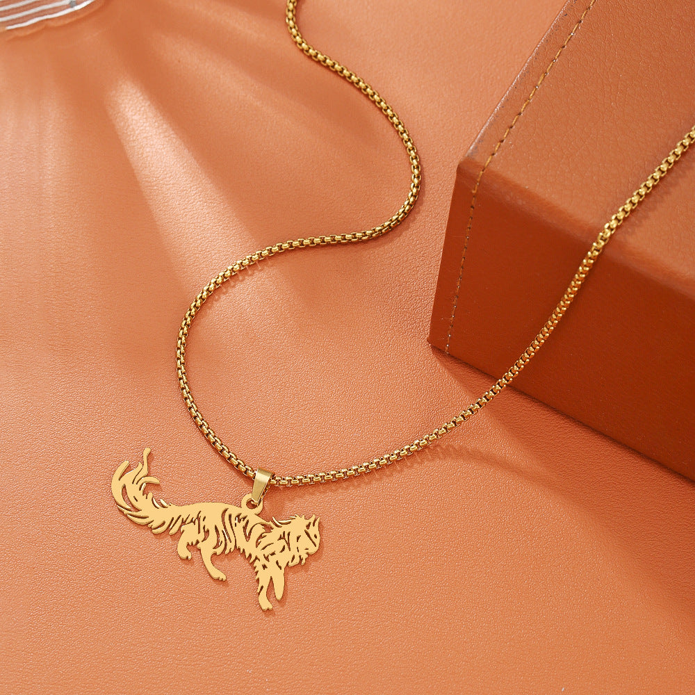 Steel Cross Love Couple Sweater Clavicle Necklace
