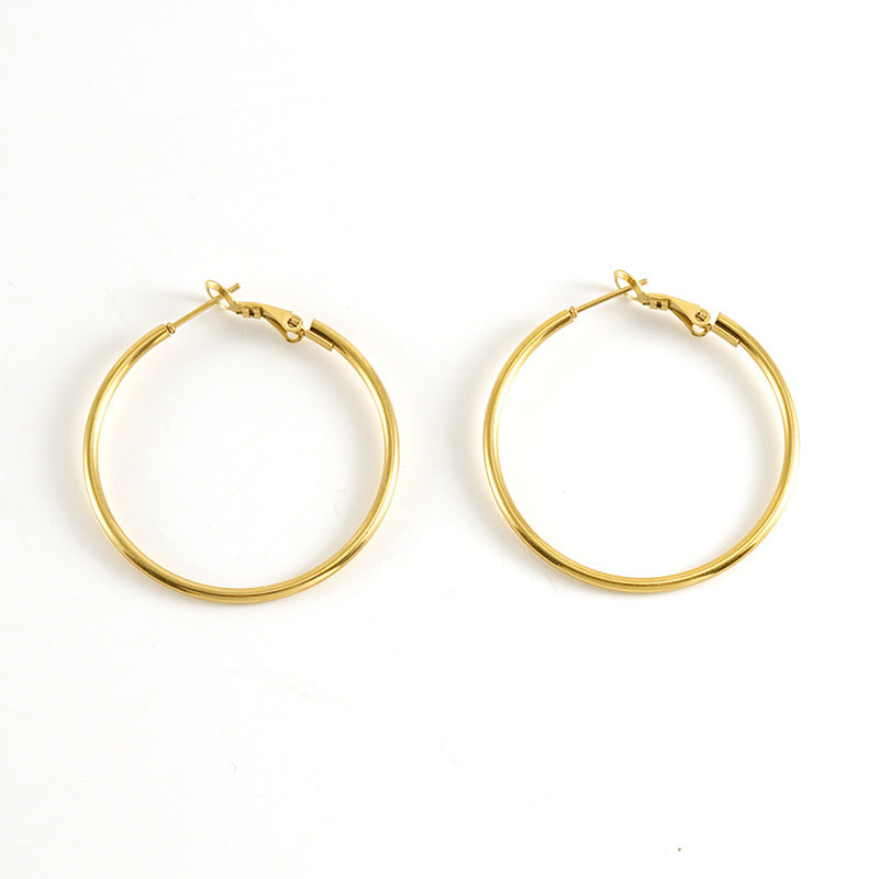 Stainless Steel Titanium Gold Trendy Classic Fashion Ear Versatile Design Earrings