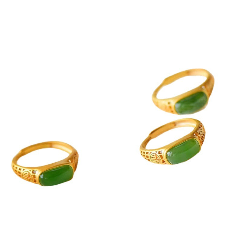 Placer Gold Gold-plated Inlaid Imitation Jade Ring