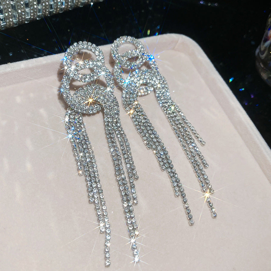 Women's Sier Diamond Tassel Light Luxury High-grade Simple Rings