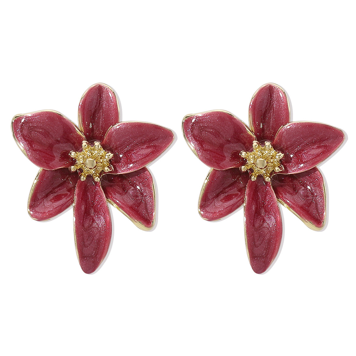 Women's Vacation Style Enamel Color Flower Pearl Light Luxury High-grade Earrings