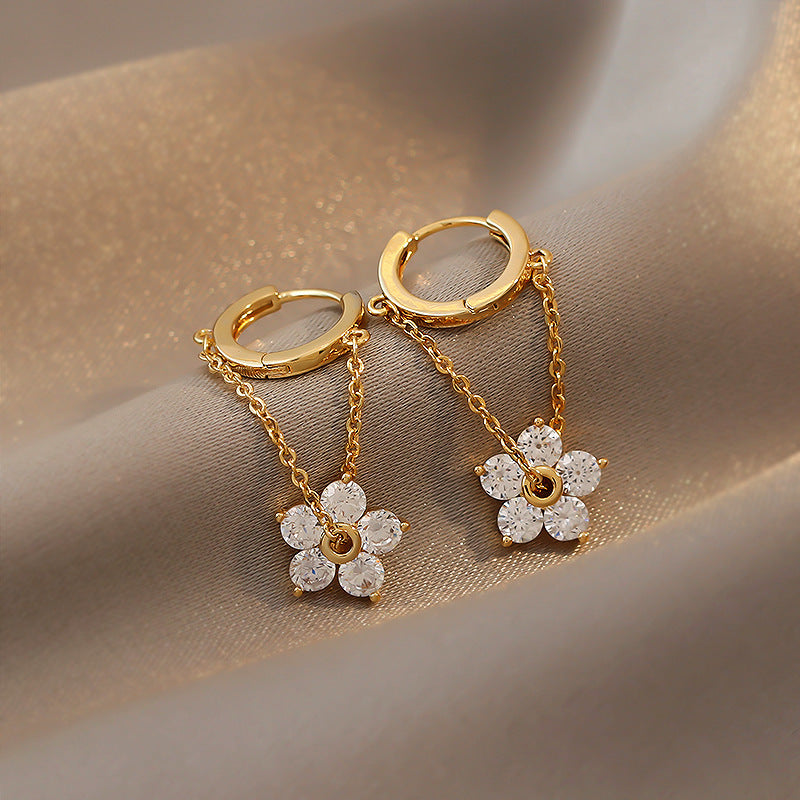 Diamond Flower Female Simple Super Fairy Earrings