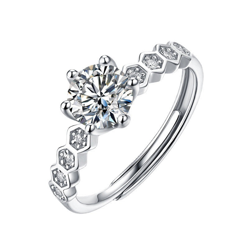 Moissanite Six Claw Karat Eight Hearts Arrows Rings