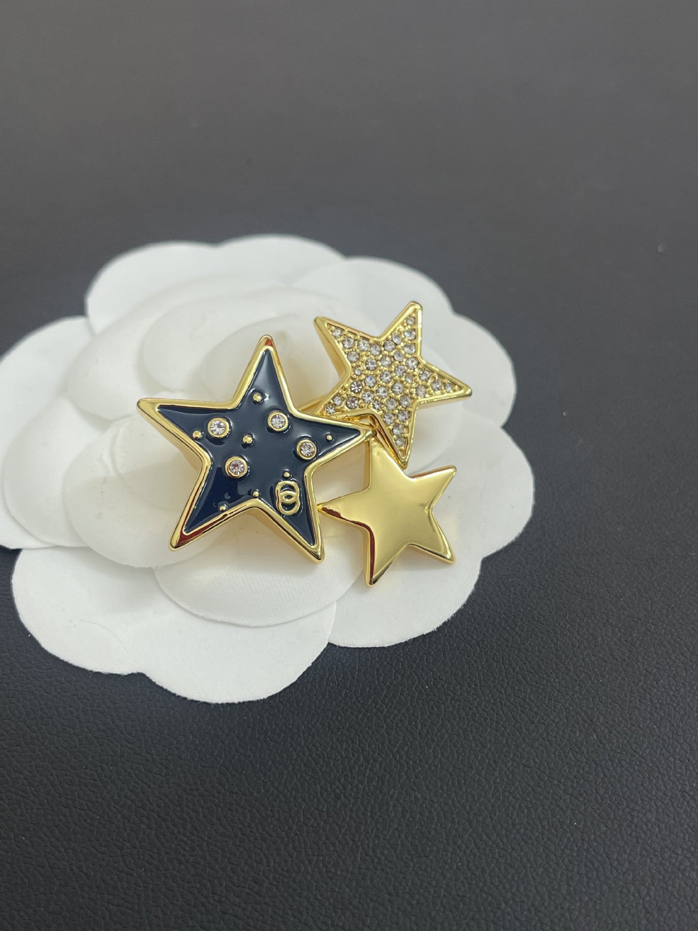Gold Blue Two-color Five-pointed Star Light Luxury Temperament Ear High Earrings