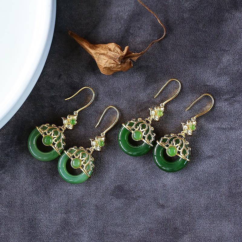 Women's Flower Ethnic Style Ancient Han Chinese Clothing Cheongsam Long Ear Earrings