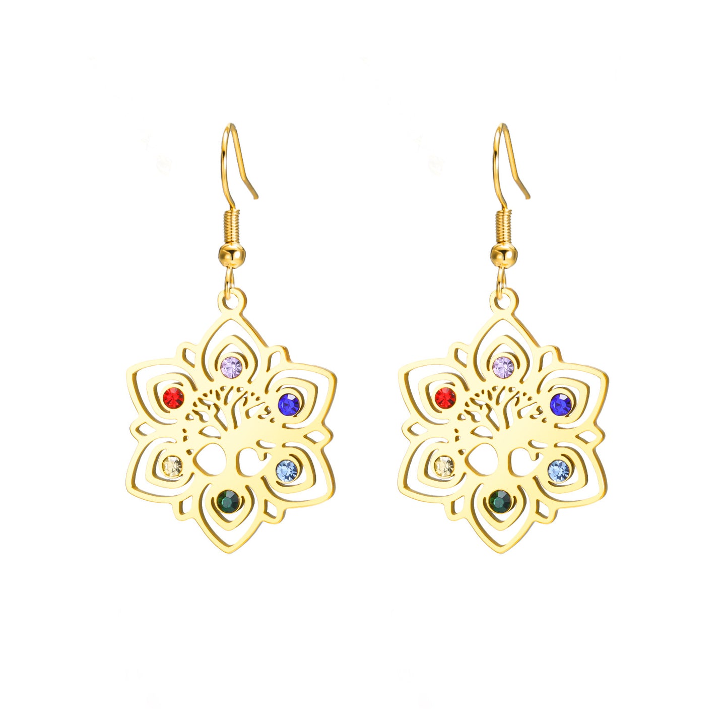 Niche Design Light Luxury Diamond Lotus Stainless Earrings