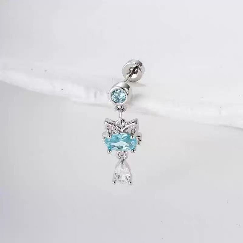 Ancient Titanium Steel Ear Bone Design Unique Cat Stud Earrings