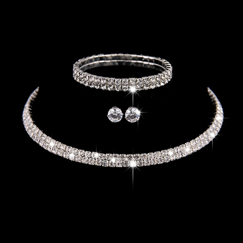 Claw Chain Rhinestone Bridal Eardrop Banquet Necklaces