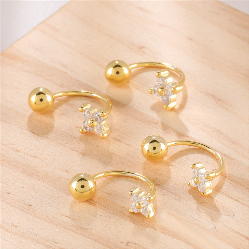 Rhinestone Four-leaf Clover Tightening Buckle Mori Style Sweet Fresh Zircon Rings