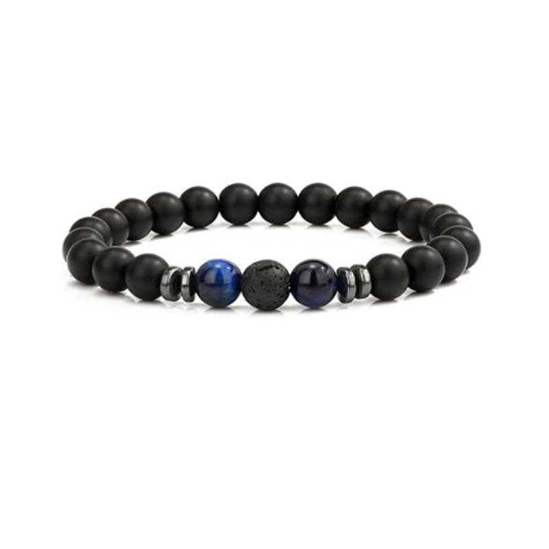 Beads Yellow Blue Tigereye Elastic String Bracelet