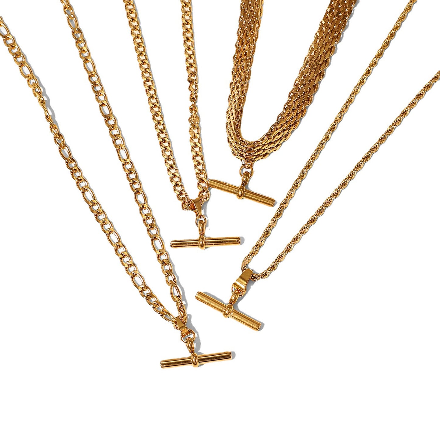 Hip Hop Gold Stainless Steel Bar Necklaces