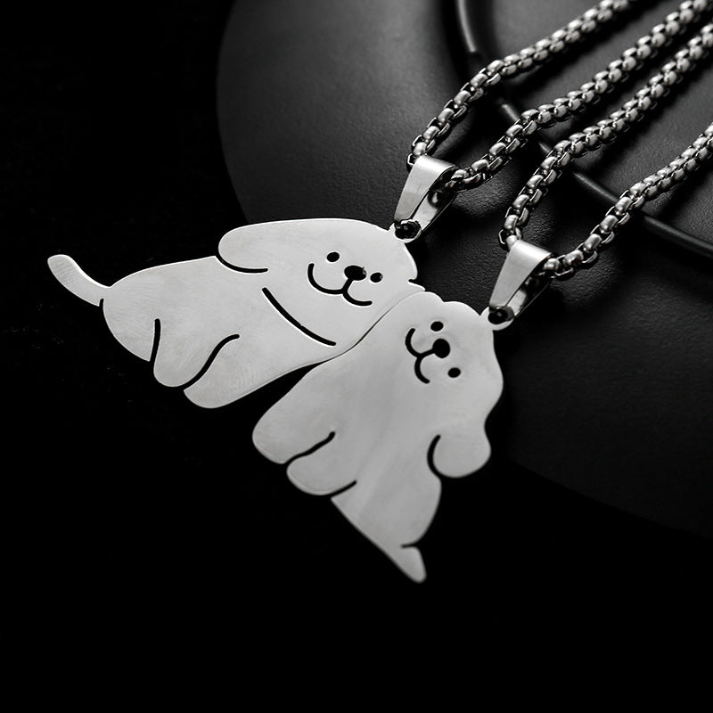 Women's & Men's Hop Cute Puppy Titanium Steel Fashion Girlfriends Necklace