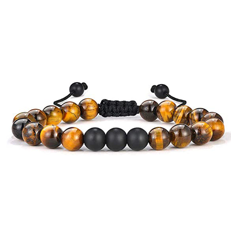 White Turquoise Woven Tigereye Lava Stone Bracelet