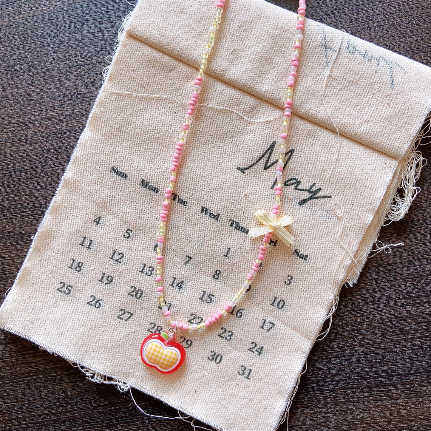 Seaside Style Colorful Beaded Bow Clavicle Chain Necklace