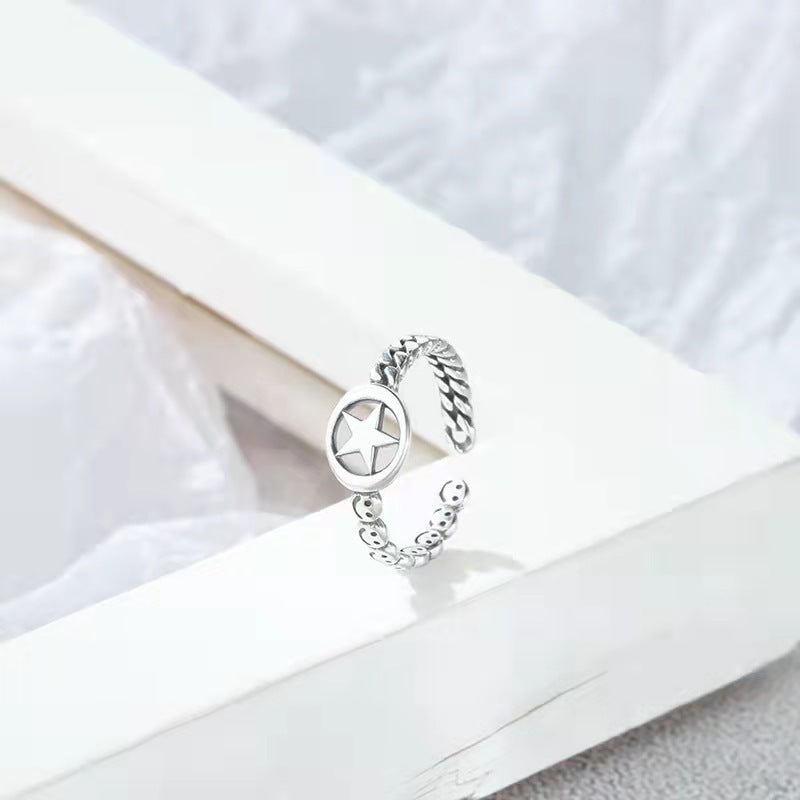 Women's & Men's Punk Heavy Wide Face Abstract Art Open Distressed Street Tide Ring