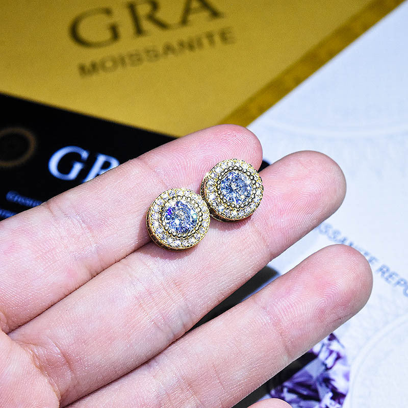 Women's Carbon Rhinestone Ear Full Diamond Bezel Setting Eight Hearts Arrows Stud Earrings