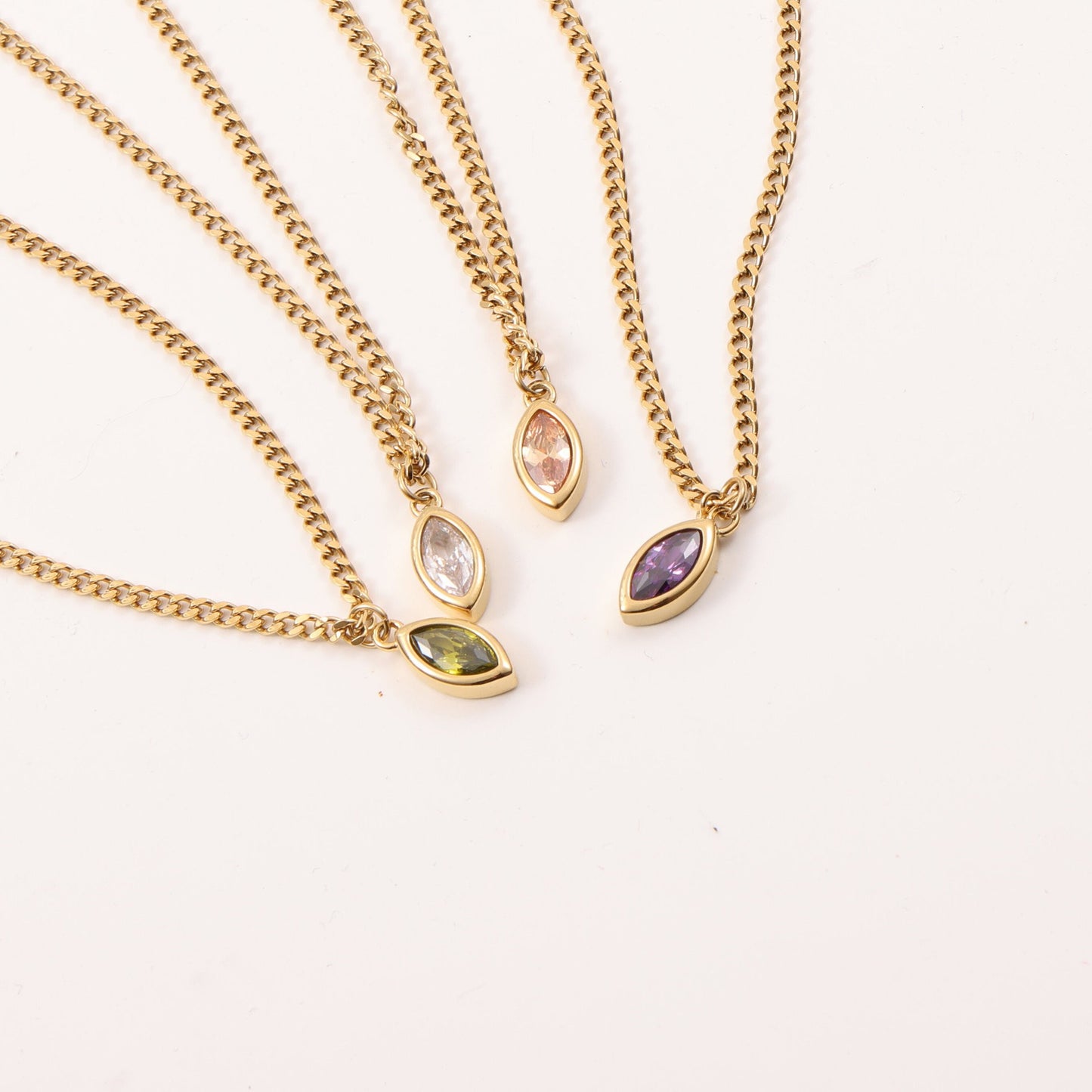 Eye Zircon Titanium Steel Gold Plating Necklace