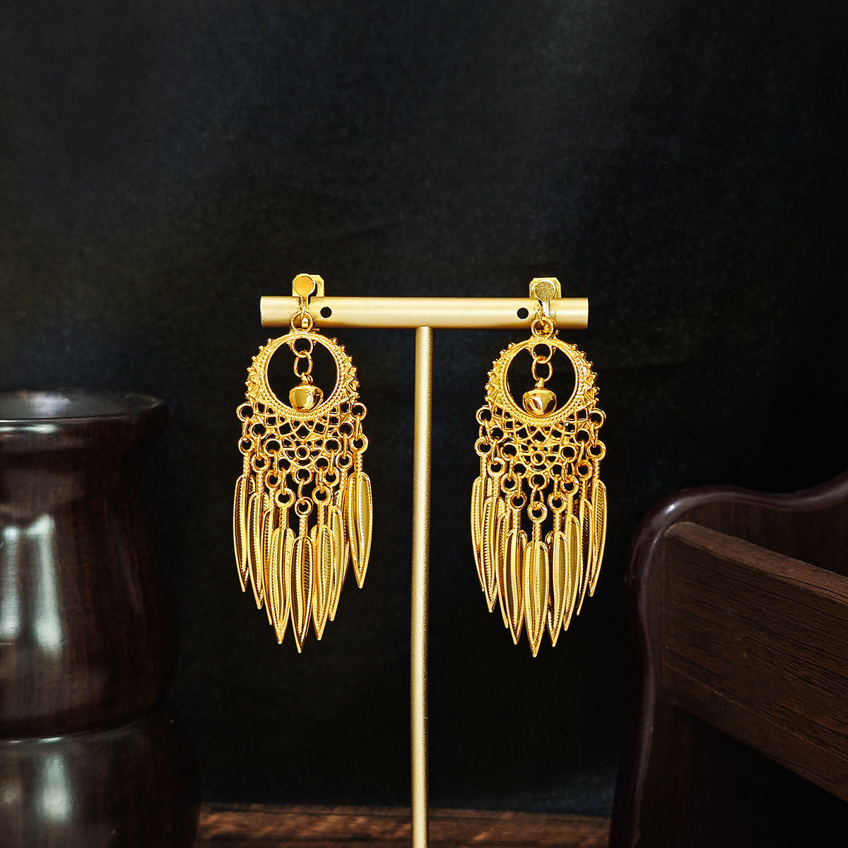 Long Water Drop Tassel Tourist Attractions Diamond Ears Earrings
