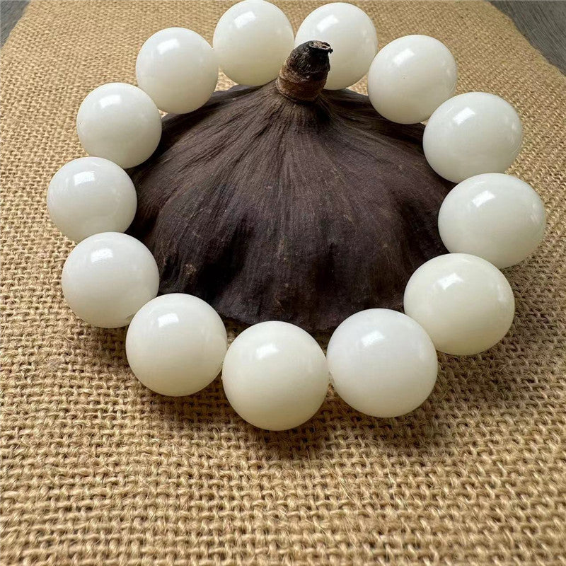 Women's & Men's Jade Bodhi Root Round Beads Large Size Bracelets