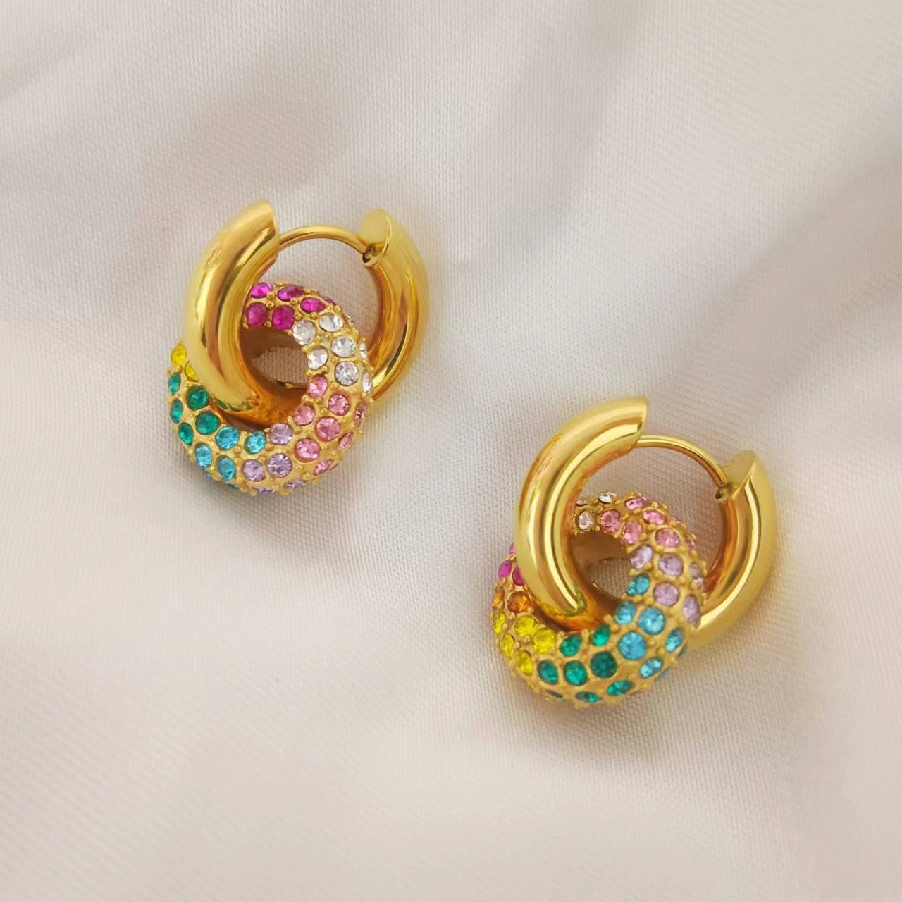 Women's French Retro Simple Gold Stainless Steel Full Earrings