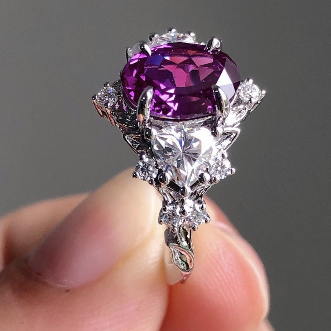 Women's Alloy Inlaid Purple Zircon Engagement Rings