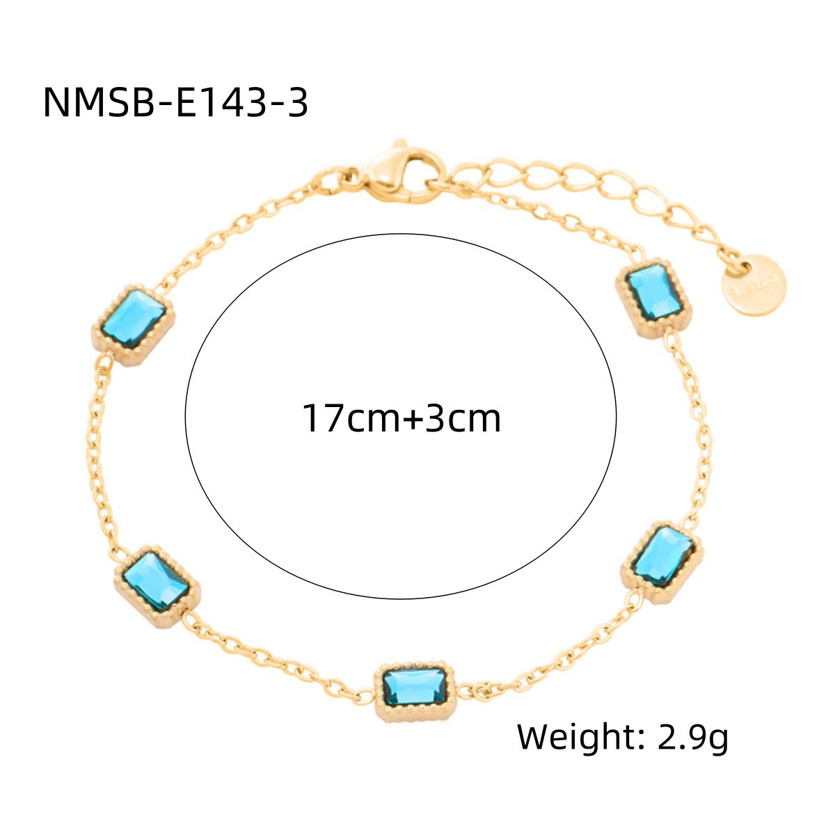 Square Colorful Crystals Titanium Steel Female Affordable Luxury Fashion Bracelet