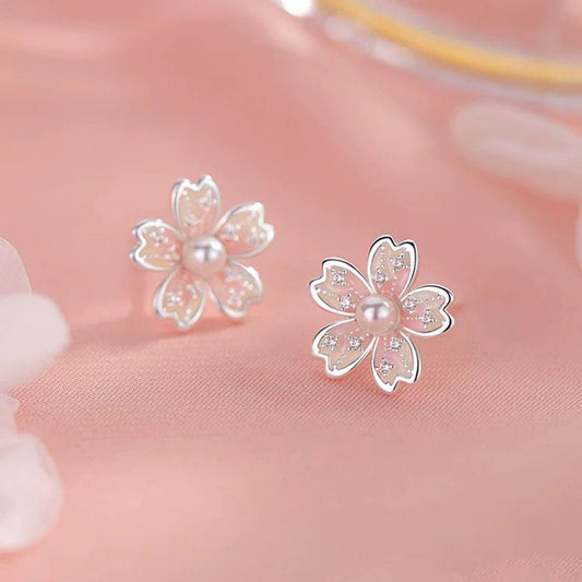 Women's Blossom Ear Cute Refreshing Design Flower Light Luxury High Stud Earrings