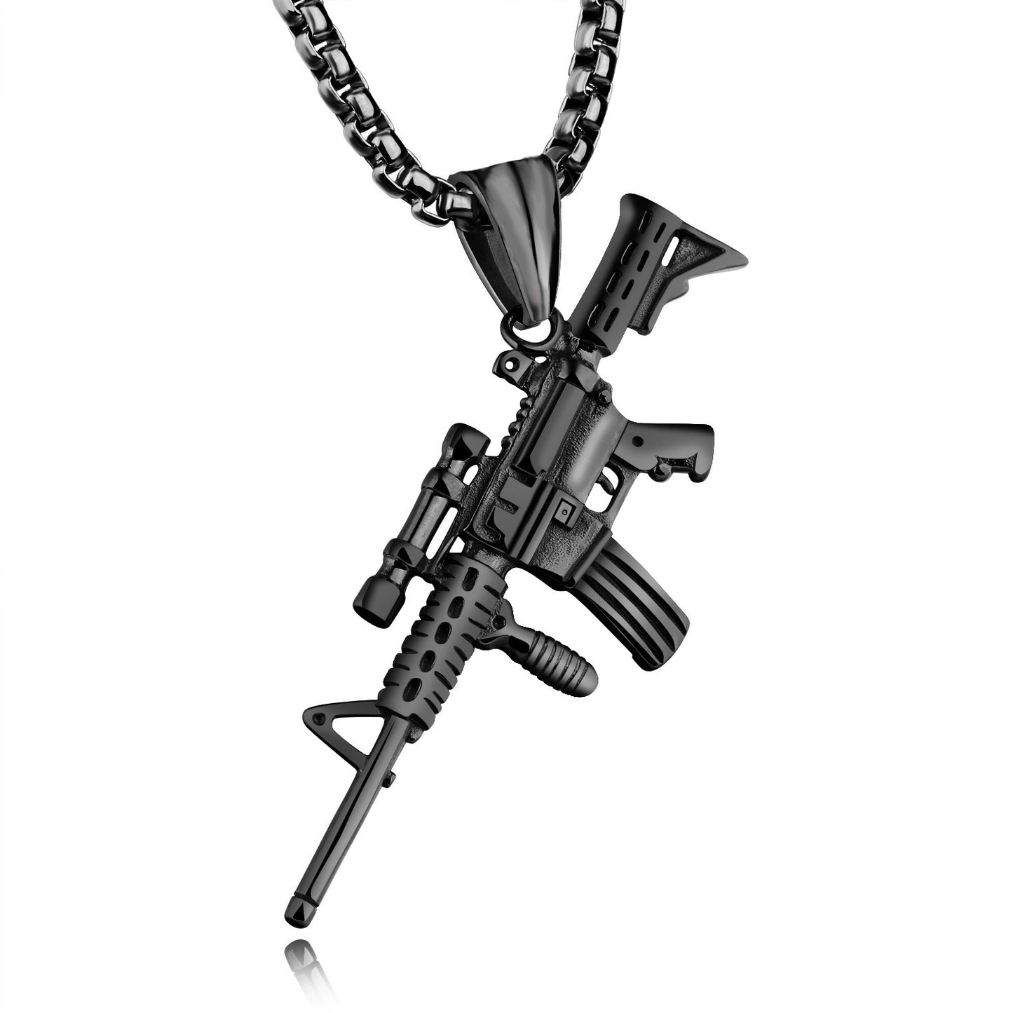 Men's Promotional Military Fan Fashion Titanium Steel Submachine Necklace