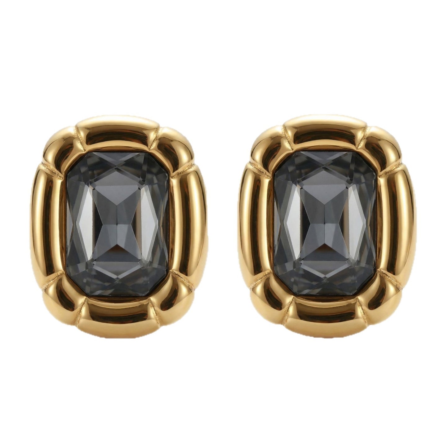 Exaggerated Black Diamond Oval Female Light Luxury Minority Earrings