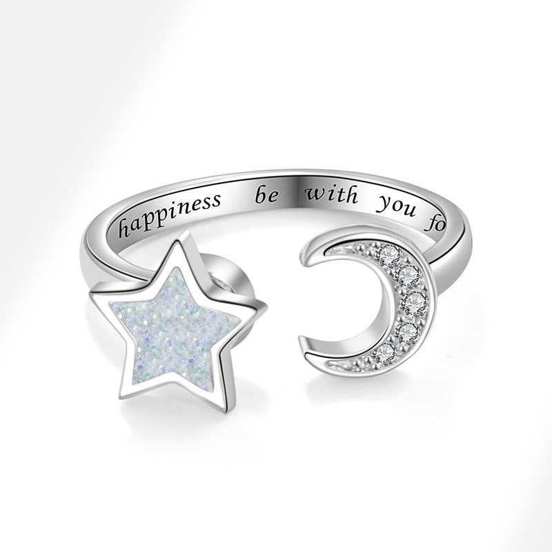 Star Moon Moonlight Fashion Spinning Stress Ring