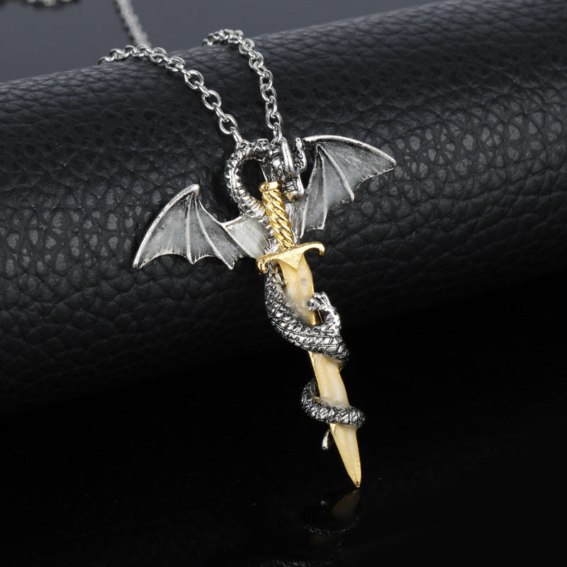 Hipster Rock Fashion Pterosaur Golden Sword Necklaces