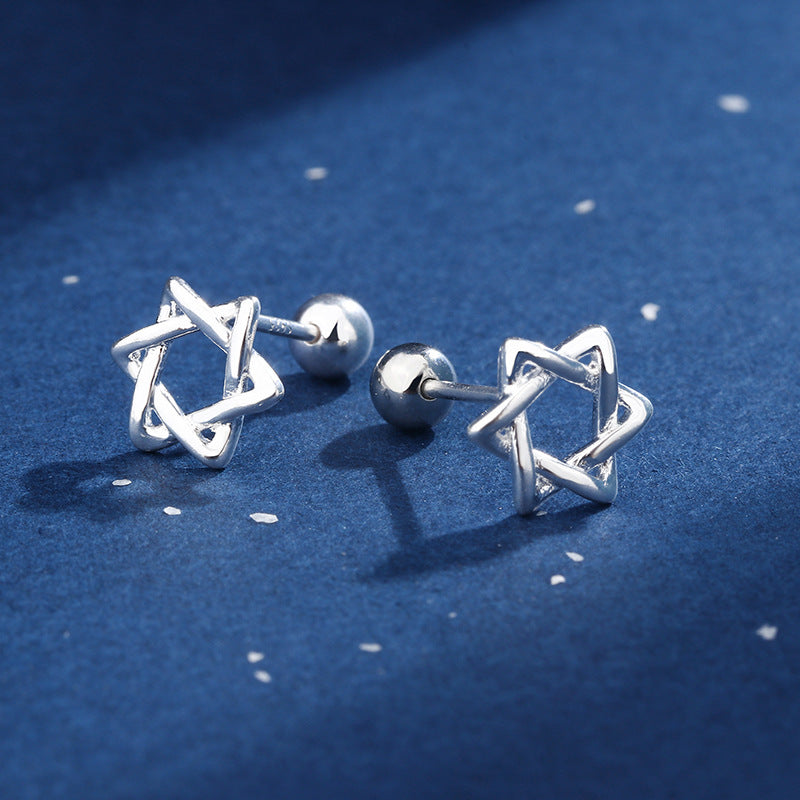 Women's Ear Winding Six-pointed Star Twisted Korean Earrings