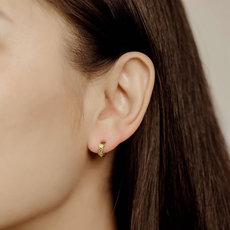 Sier Plated Honeycomb Blue Zircon Minority Fashion Earrings