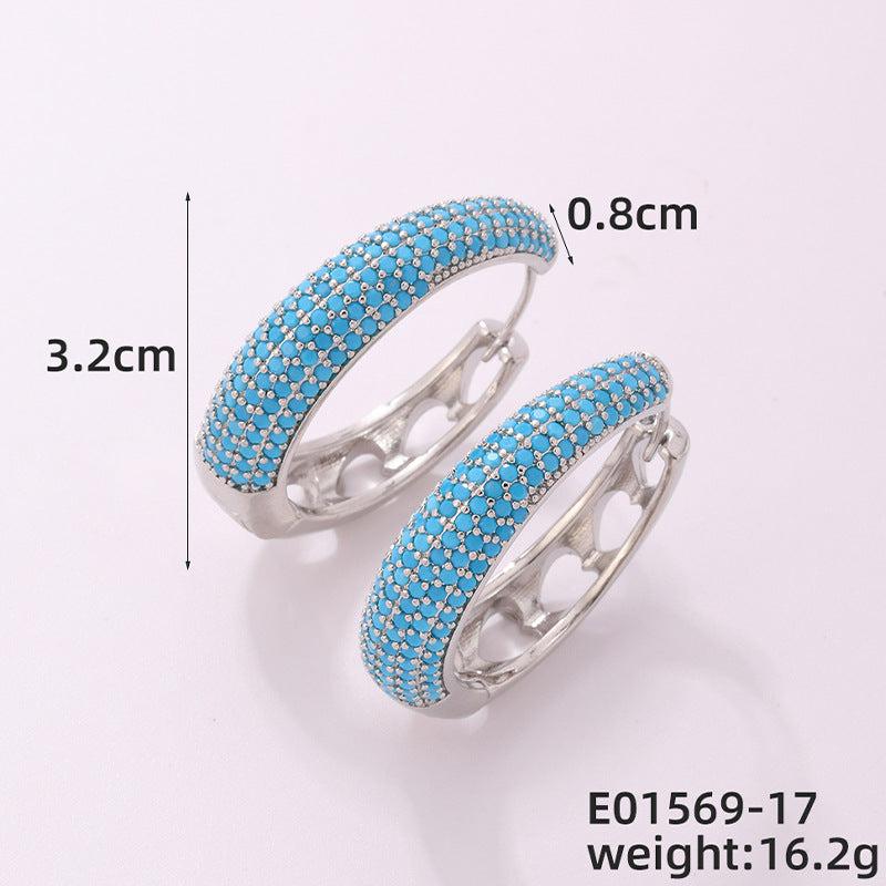 Round Micro Inlaid Zircon Clip Advanced Sense Earrings