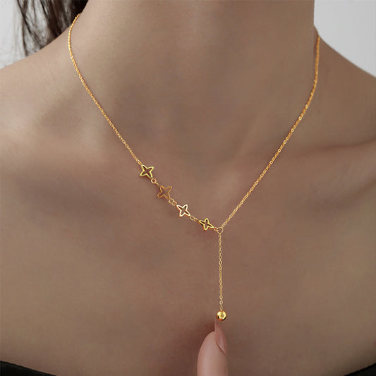 Stars Stitching Female Tassel Clavicle Chain Gold Necklace