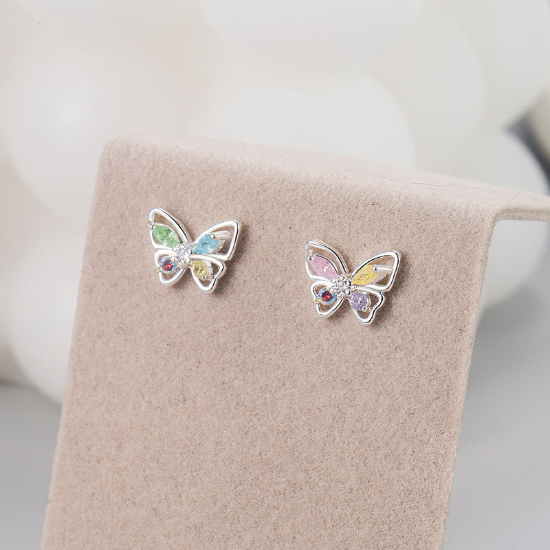 Ladies Colorful Crystals Butterfly Small Sweet Girly Summer Trendy Light Rings