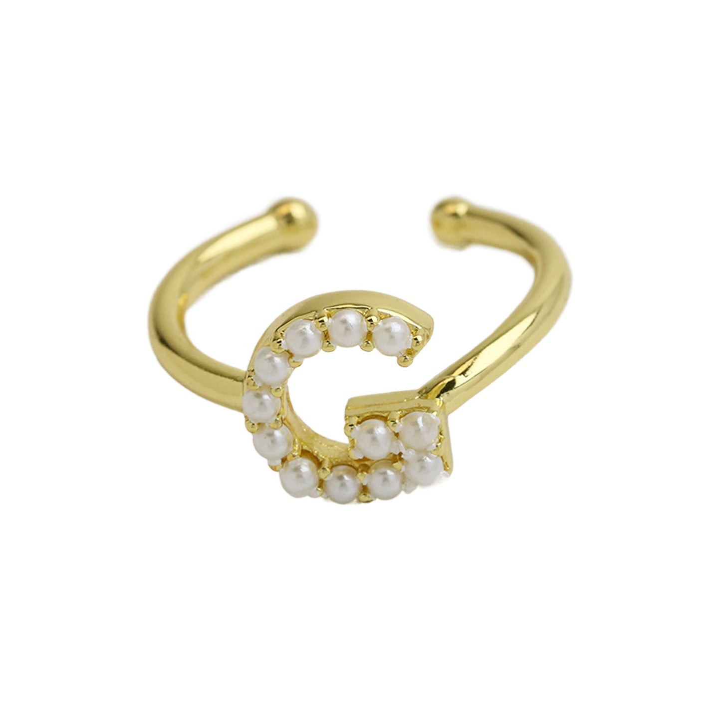 Women's Xi Brass Pearl English Letters Open Rings