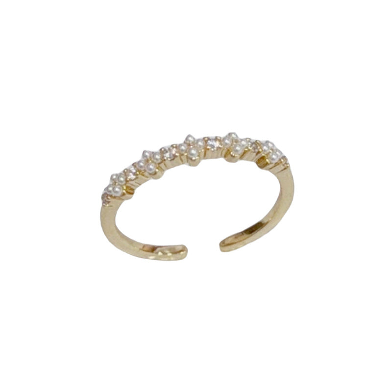 Gentle Stylish Pearl Petals Open Temperament Entry Lux Minimalist Rings