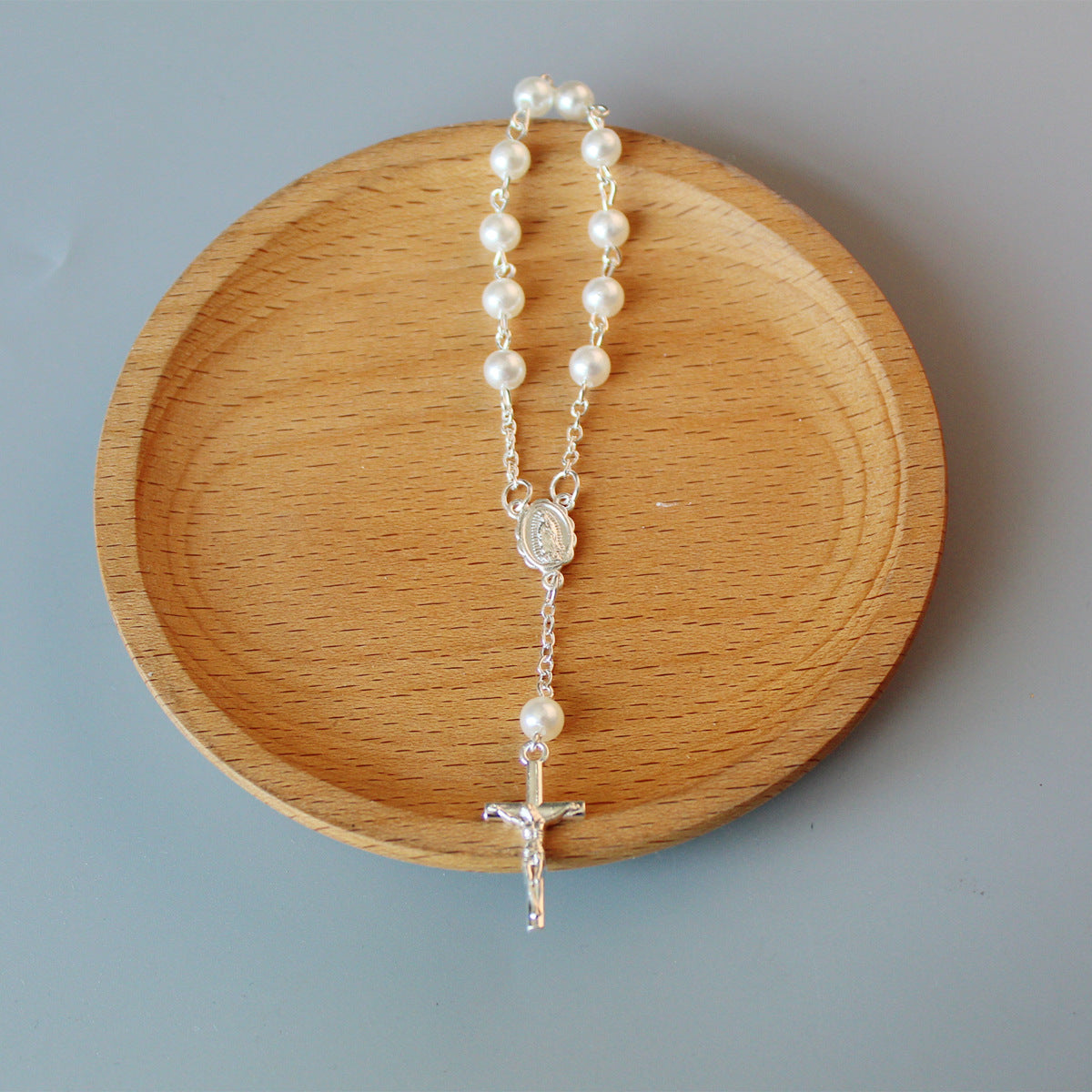 Religious Cold Style Beads Pearl Cross Full Bracelets