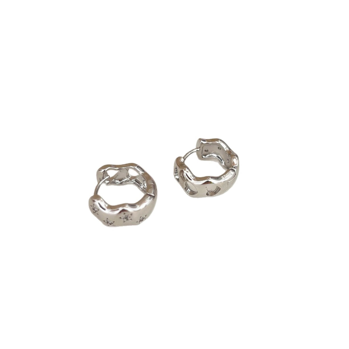Women's Korean Style Star Hollow Clip Simple Commuter Earrings