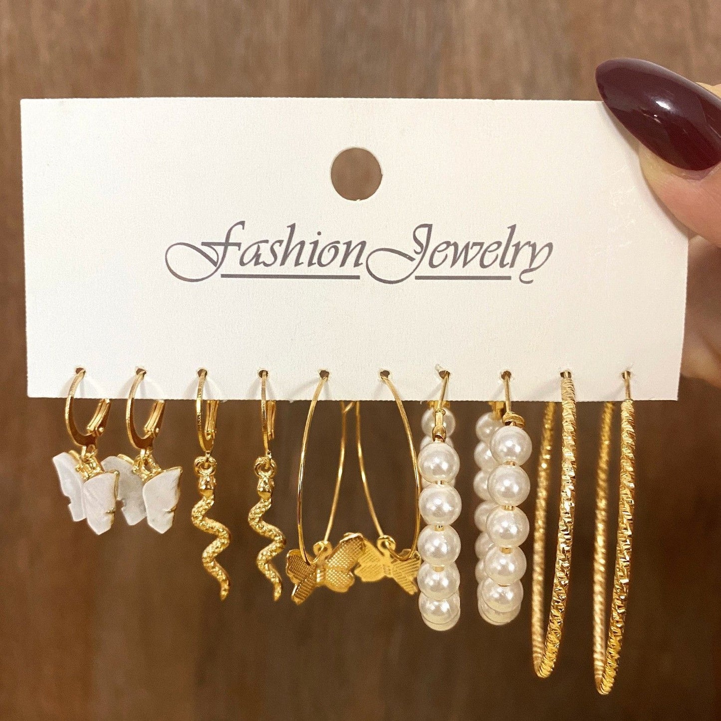 Women's Pearl Alloy Square Geometric Combination Earrings