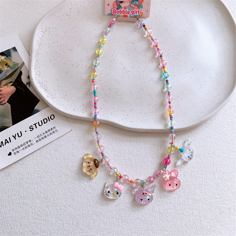 Children's Cartoon Princess Colorful Beaded Short Jewelry Necklaces