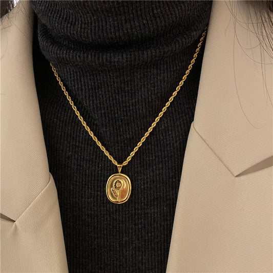 Sunflower Personality Titanium Steel Female Design Sense Necklaces