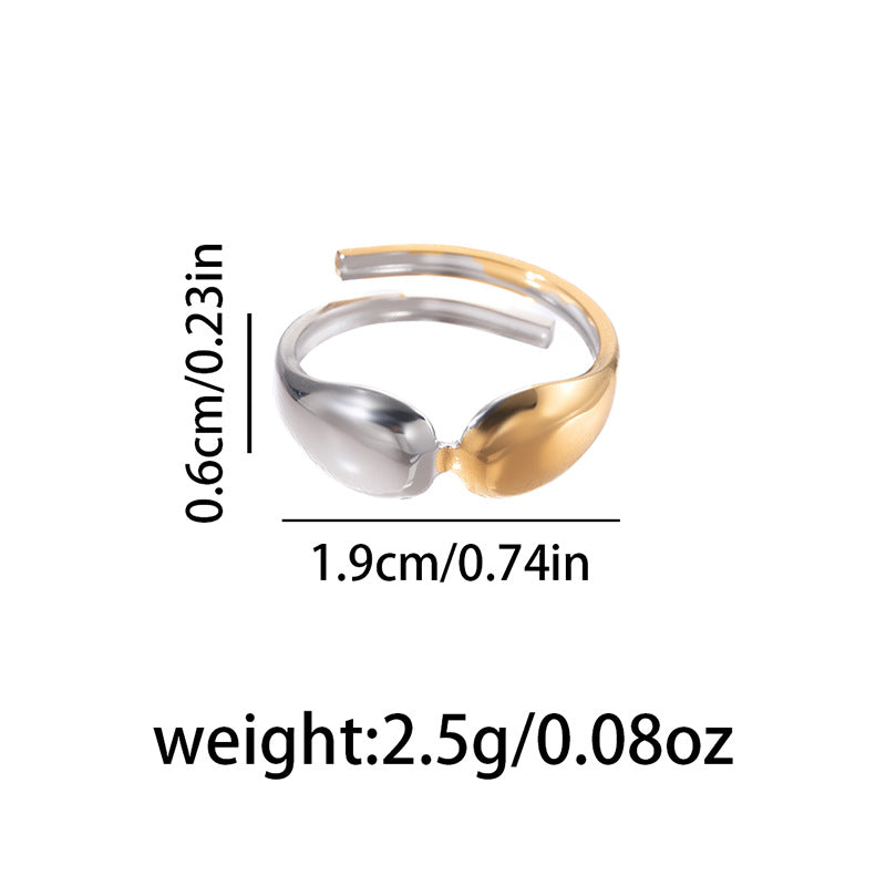 Personalized Two-color Stainless Steel Stacked Leaves Geometric Rings