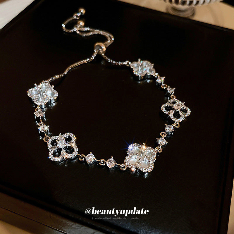 Flower Zircon Light Luxury High Sense Temperament Adjustable Wristband Bracelet