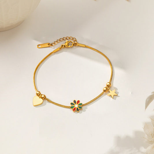 Drop Oil Daisy Gold-plated Affordable Luxury Bracelet