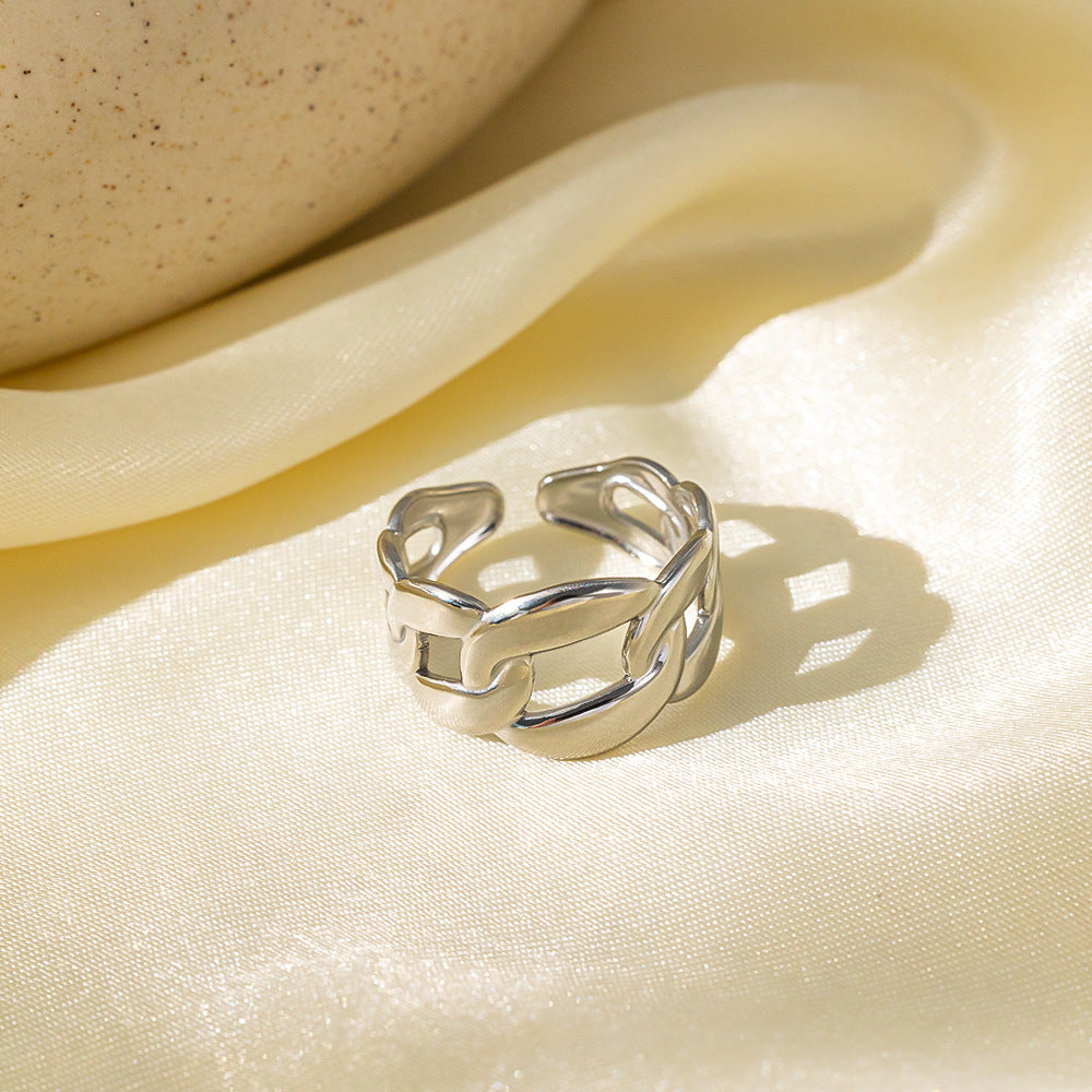 Stainless Steel Gold-plated Love Heart Flowers Rings