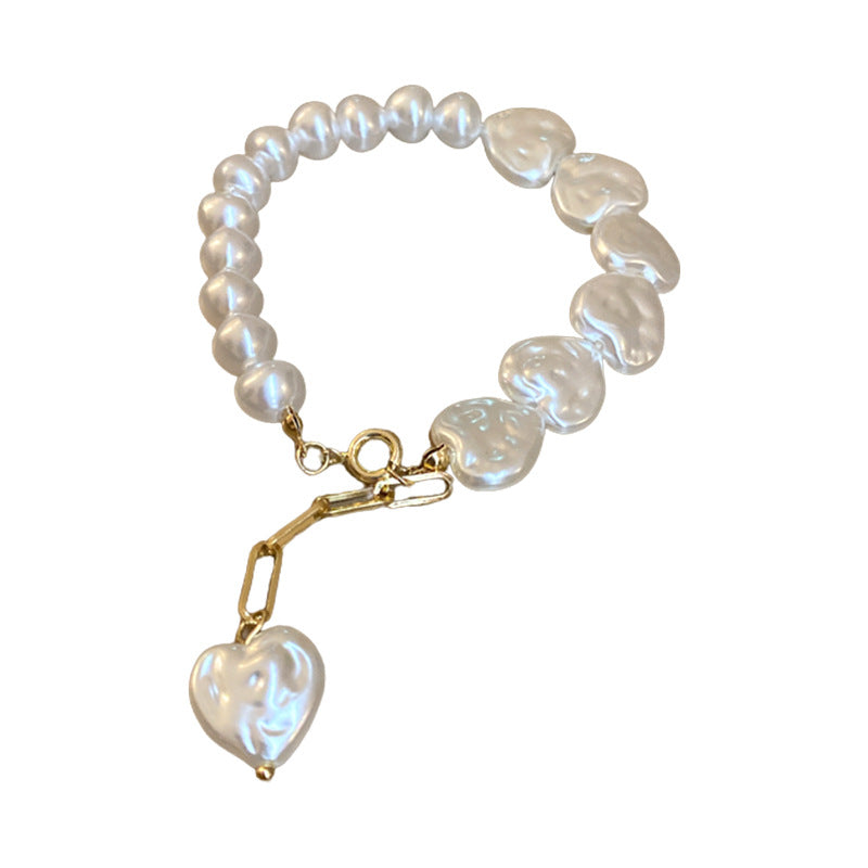 Women's Pearl Buckle French Fashion Design Retro Love Temperament Bracelets