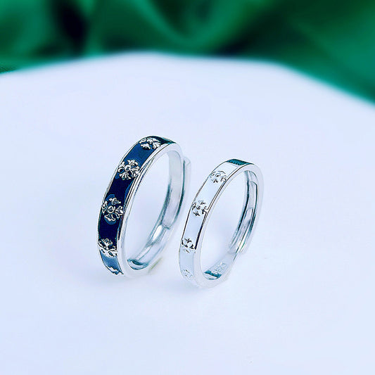 Women's & Men's Couple Personality Luxury Niche Flower Pattern Long-distance Ring